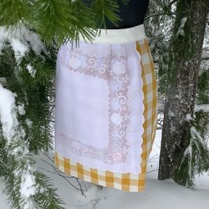 Gold yellow and white Checkered Apron Christmas Gift ideas for Women